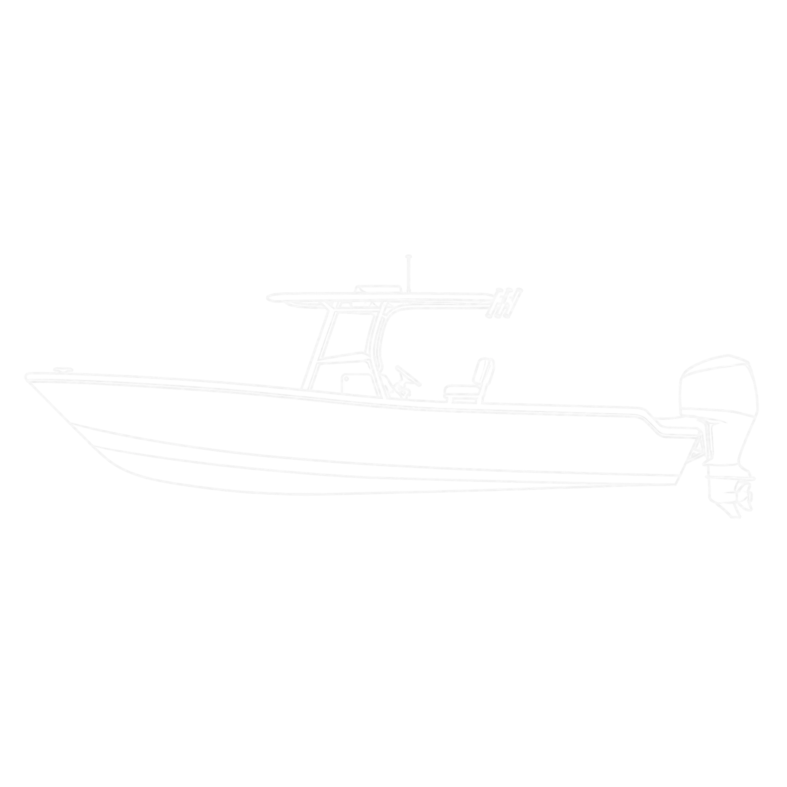 white outline of a center console boat