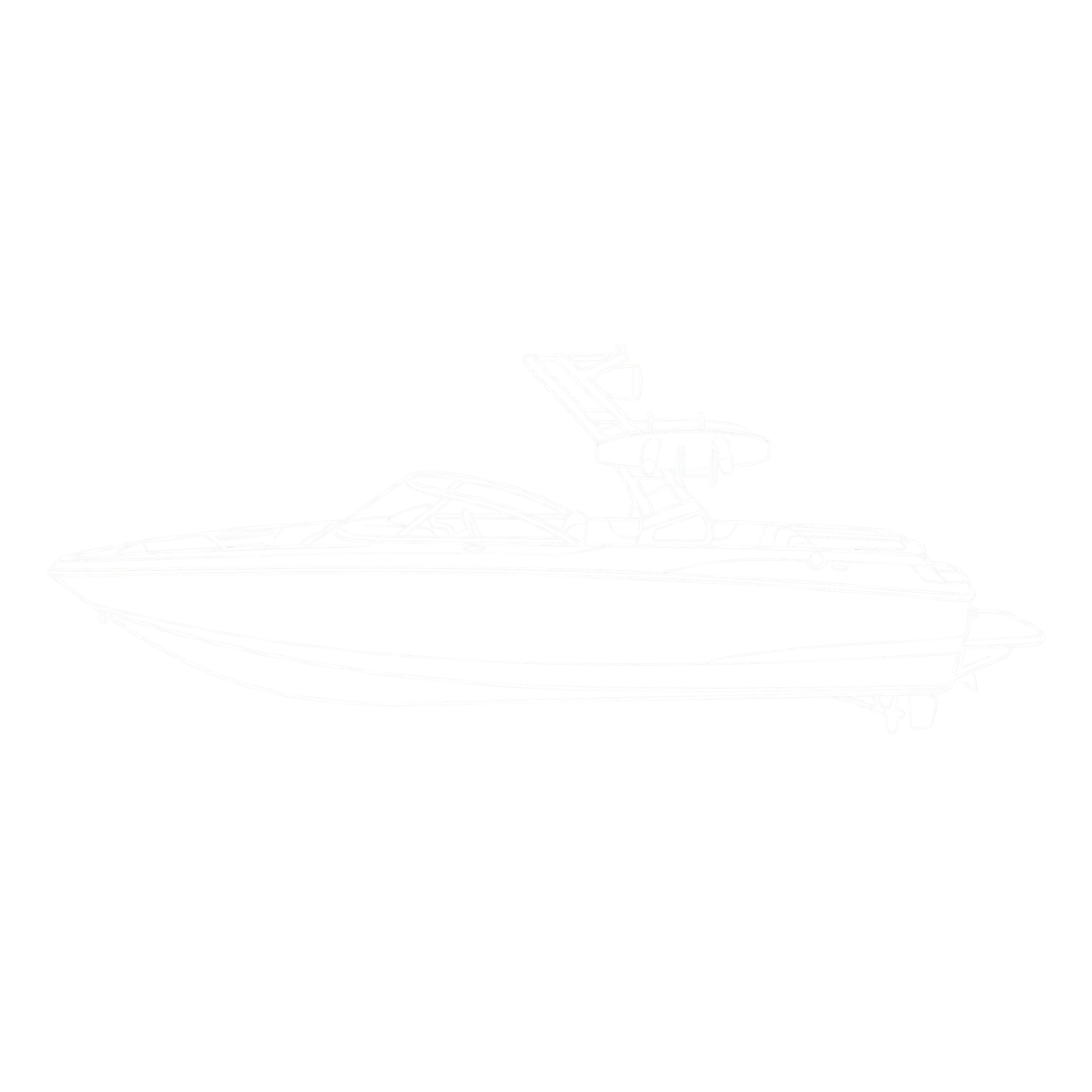 White outline of wake boat
