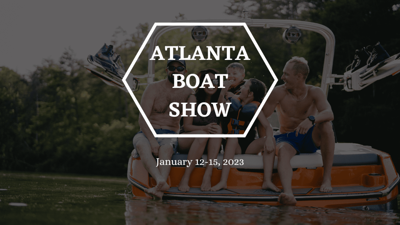 The header for the Atlanta Boat Show starting on January 12, 2023.