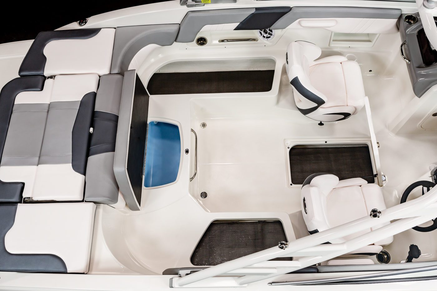 Storage compartments on the 2023 Chaparral boat