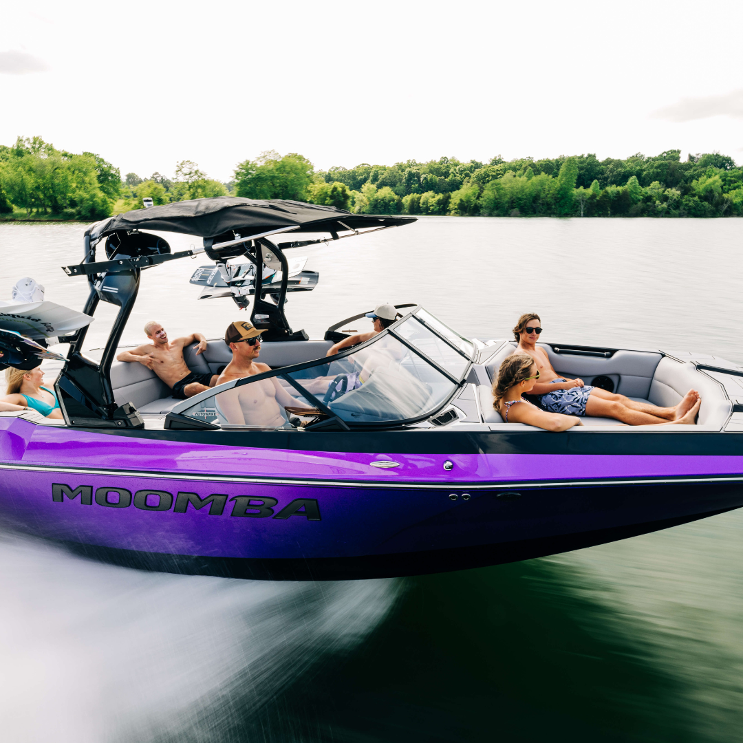 A group of friends on the all-new Moomba wake boat