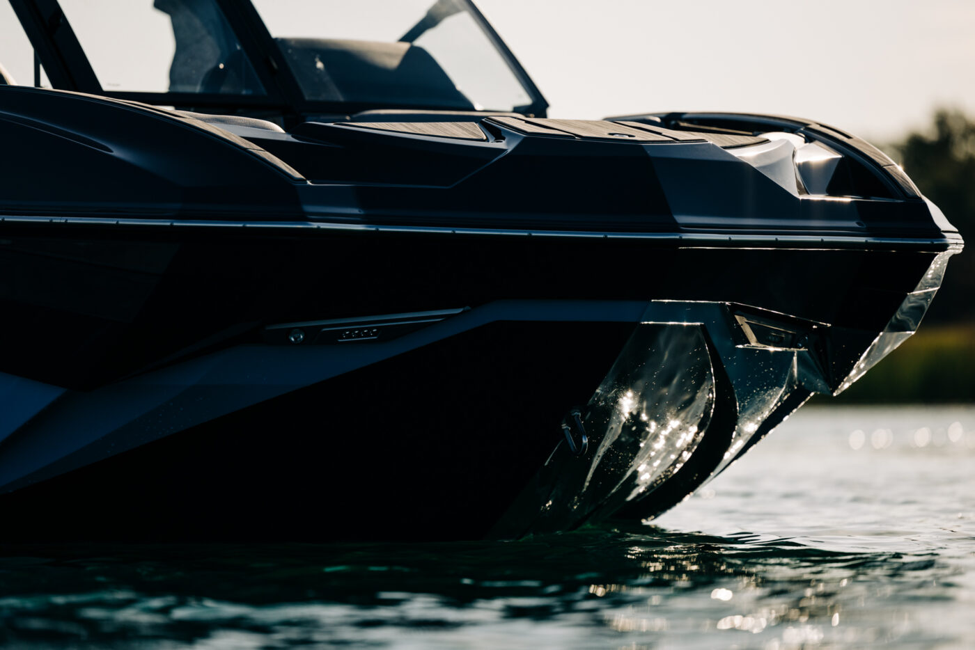 The bow of a 2025 Supra SE wake boat