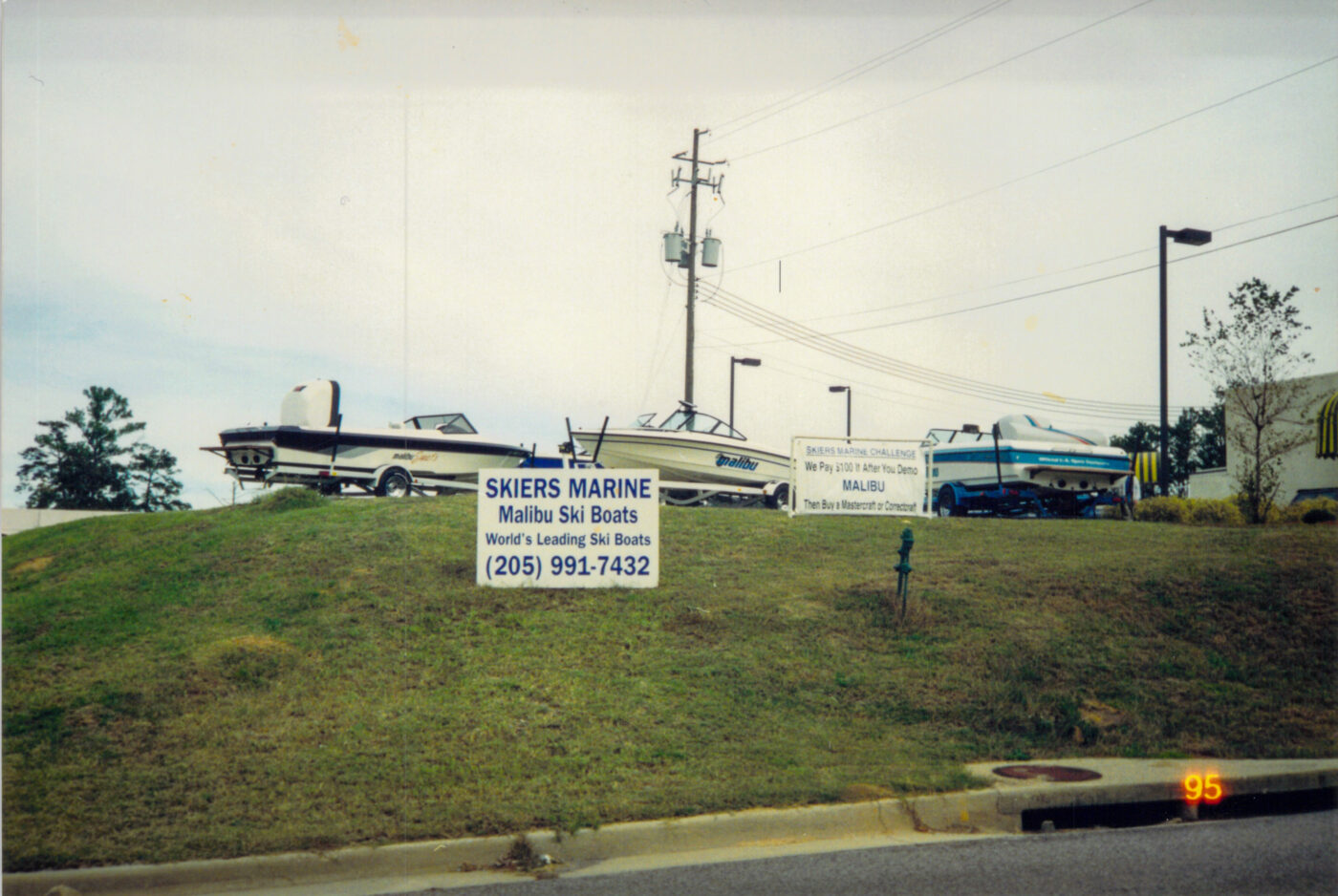 A lot of ski boats for sale.