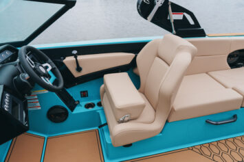 The helm of a MasterCraft NXT boat