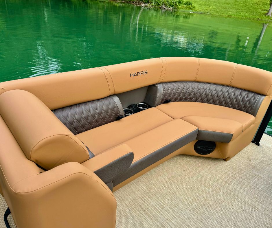 Front lounger on the bow of the 2026 Harris Cruiser 230 SLDH